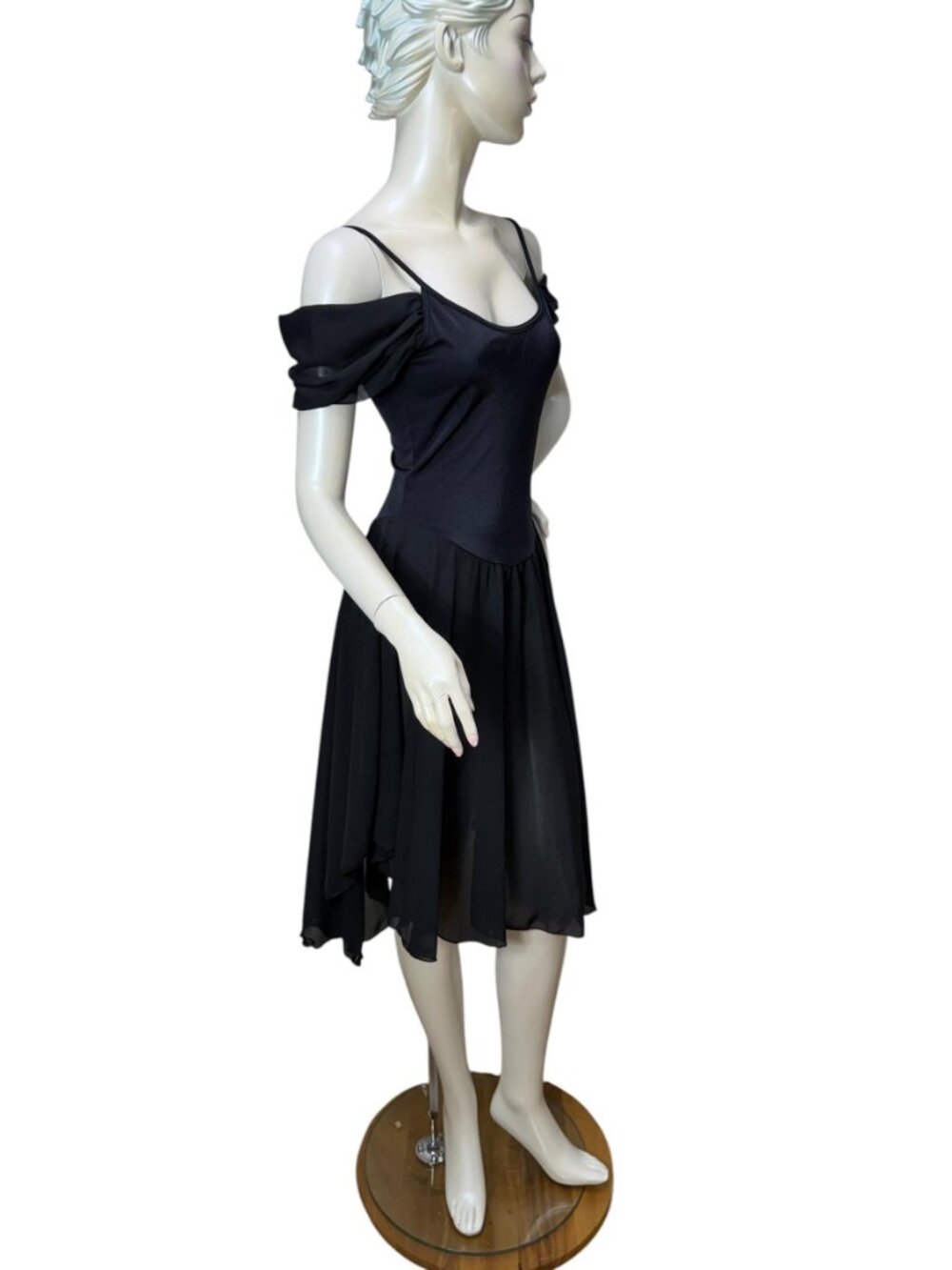 1980s Capezio black off shoulder dance dress with leotard Size M - Picture 4 of 7